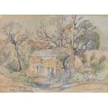 Samuel John Lamorna Birch (1869-1955) - Watercolour - Roadside cottages with telephone box