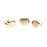 Three 9ct gold signet rings