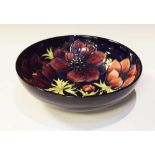 Moorcroft Pottery - Large anemone pattern fruit bowl and matching plate