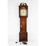 Early 19th Century inlaid oak cased 8-day painted dial longcase clock