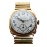 Rolex - Gentleman's 18ct gold case back cushion wristwatch