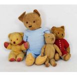 Four vintage teddy bears including a golden mohair musical bear by Chad Valley