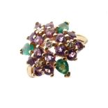 18ct gold, diamond and gemstone cluster ring