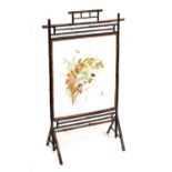 Glazed painted bamboo-framed fire screen