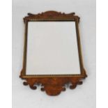 Rectangular wall mirror with fretwork cresting