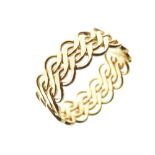 Unmarked yellow metal plaited band ring, size N, 2g approx