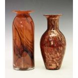 Anthony Stern (1944-2022) - Red ground glass vase with swirled decoration and another vase