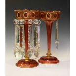 Pair of Bohemian glass table lustres