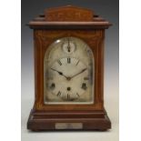 Early 20th Century German mahogany inlaid mantel clock