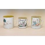 Three Chinese export porcelain mugs