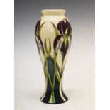 Moorcroft pottery baluster vase decorated with irises