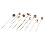 Group of nine assorted stick pins