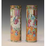 Pair of 19th Century Chinese Canton Famille Rose sleeve vases