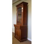 Victorian mahogany glazed door bookcase on cabinet