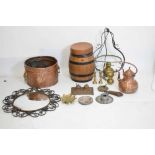 Quantity of brass, copper and plated wares, etc