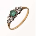 9ct gold, emerald and diamond dress ring