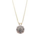 Single stone cubic zirconia pendant on 18ct gold fine chain