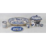 Collection of mainly 19th Century blue and white transfer printed pottery