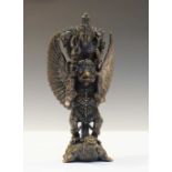 Indian bronzed alloy of Vishnu Garuda upon vahana