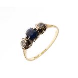 Sapphire and diamond three stone ring