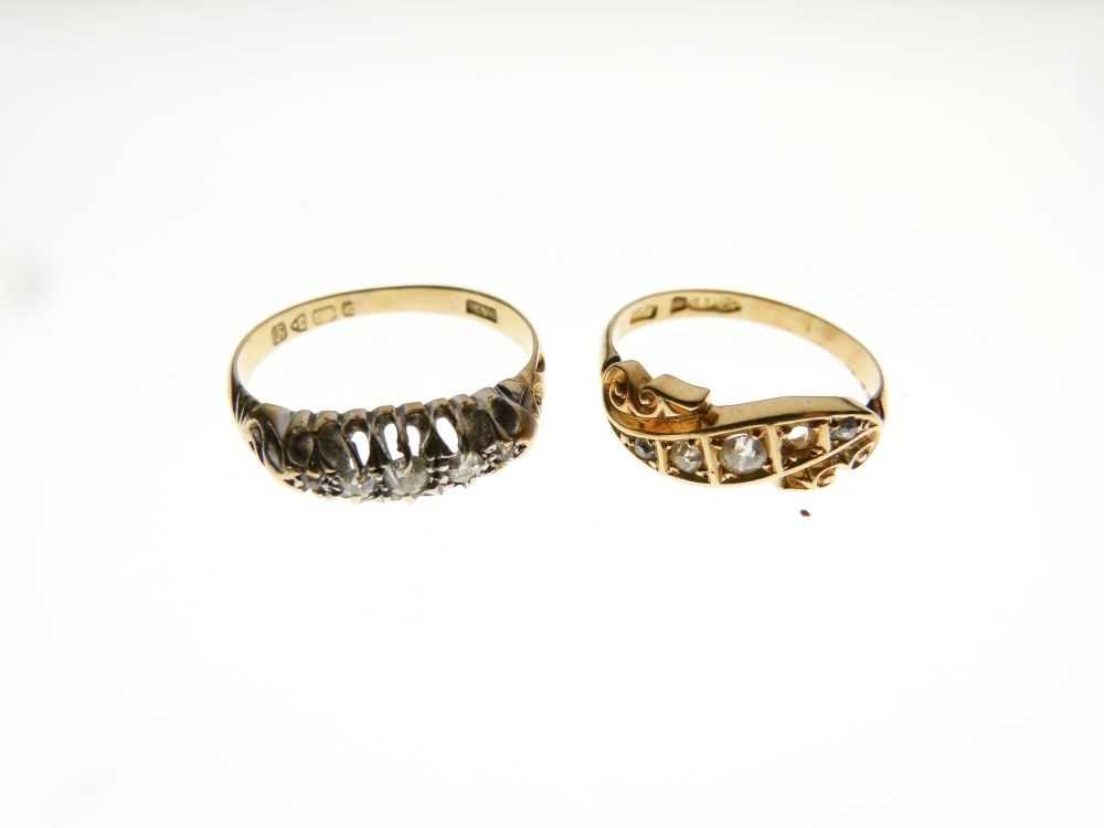 18ct gold five-stone diamond ring, and another 18ct gold diamond ring - Image 6 of 6