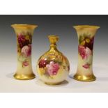 Royal Worcester - Two cylindrical vases, and another