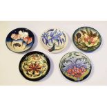 Moorcroft Pottery - Five pin dishes