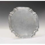 George V silver salver with pie-crust edge