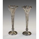 Pair of George V silver bud vases