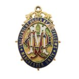 9ct gold and enamel decorated Oddfellows oval form medal