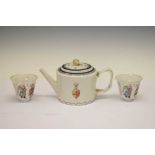 Chinese armorial teapot and two Famille Rose beakers
