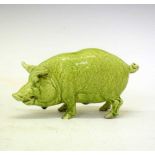 Green glazed model of a Sussex pig