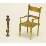 Miniature novelty brass chair and Nelson tobacco tamper