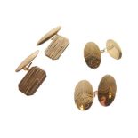 Pair of 9ct gold cufflinks, and pair of gold-front cufflinks