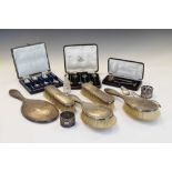 George V silver dressing table set, plus sundry silver