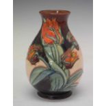 Moorcroft Pottery - Tulip pattern bulbous shaped vase