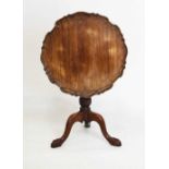 Mahogany snap-top piecrust tripod occasional table