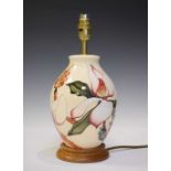 Moorcroft Pottery - Calypso pattern table lamp on a fixed wooden base