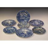 Quantity of 19th Century blue and white transfer printed plates