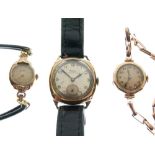 9ct gold cased Rone Sportsman wristwatch, together with two ladies 9ct gold cocktail watches