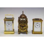 Two carriage clocks and reproduction lantern clock (3)