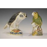 Royal Crown Derby - Limited edition 'Amazon Green Parrot' figure, together with an Osprey (2)