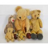 Group of vintage golden mohair teddy bears