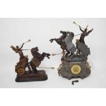 French spelter chariot figural clock, and chariot