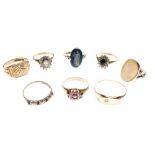 Eight gold dress rings