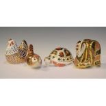 Royal Crown Derby - Four animal paperweights