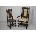 William & Mary and later carved walnut open armchair