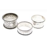 Three silver napkin rings