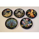 Moorcroft Pottery - Five pin dishes