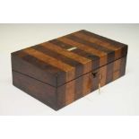 Victorian satin birch and rosewood banded writing box